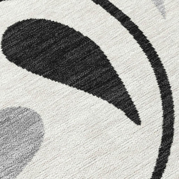 HomeRoots 9' X 12' Botanical Leaves Area Rug - Stylish Ivory, Black & Gray Design for Indoor/Outdoor Use 690948