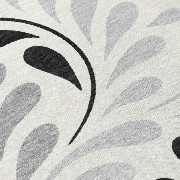 HomeRoots 10' Oversized Ivory Botanical Leaves Area Rug - Washable, Stain-Resistant for Indoor & Outdoor Use 690949