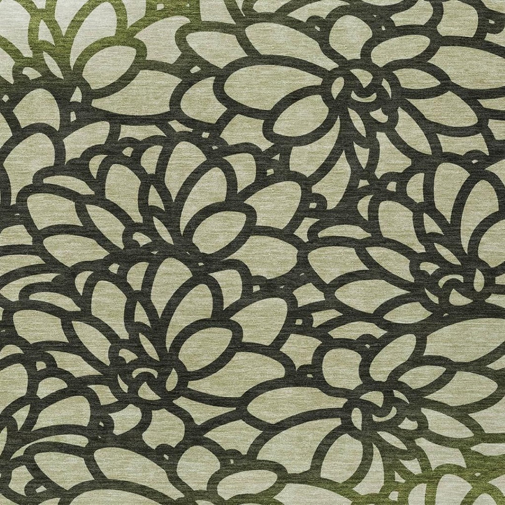 HomeRoots 8' X 10' Stylish Artichoke Green Botanical Area Rug - Washable, Durable for Indoor & Outdoor Use 690971