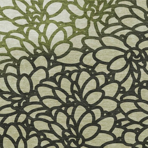 HomeRoots 10' X 14' Artichoke Green Botanical Leaves Rug - Stylish, Washable & Durable for Indoor/Outdoor Use 690973