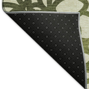 HomeRoots 10' X 14' Artichoke Green Botanical Leaves Rug - Stylish, Washable & Durable for Indoor/Outdoor Use 690973