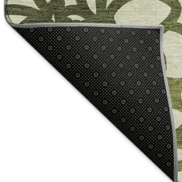 HomeRoots 10' X 14' Artichoke Green Botanical Leaves Rug - Stylish, Washable & Durable for Indoor/Outdoor Use 690973