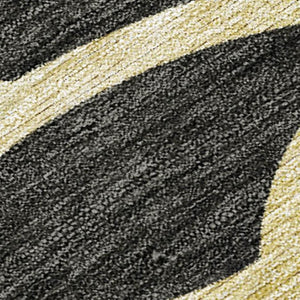 HomeRoots 5' X 8' Stylish Black Ivory Gold Botanical Leaves Area Rug - Washable, Durable for Indoor & Outdoor Use 690975
