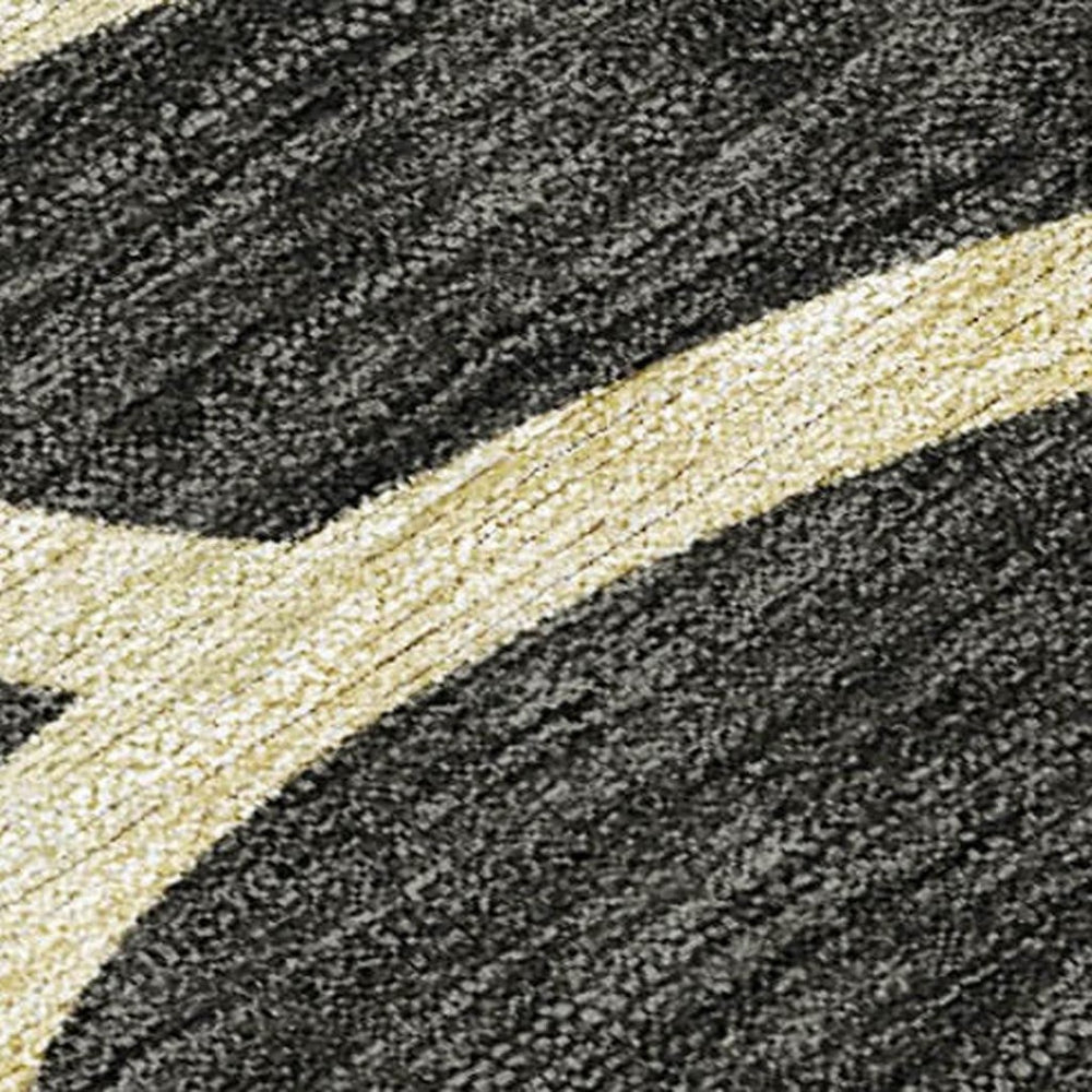 HomeRoots 8' X 10' Botanical Leaves Area Rug – Durable, Washable, Stylish Black, Ivory & Gold Design for Indoor/Outdoor Use 690977