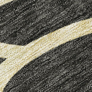 HomeRoots 8' X 10' Botanical Leaves Area Rug – Durable, Washable, Stylish Black, Ivory & Gold Design for Indoor/Outdoor Use 690977