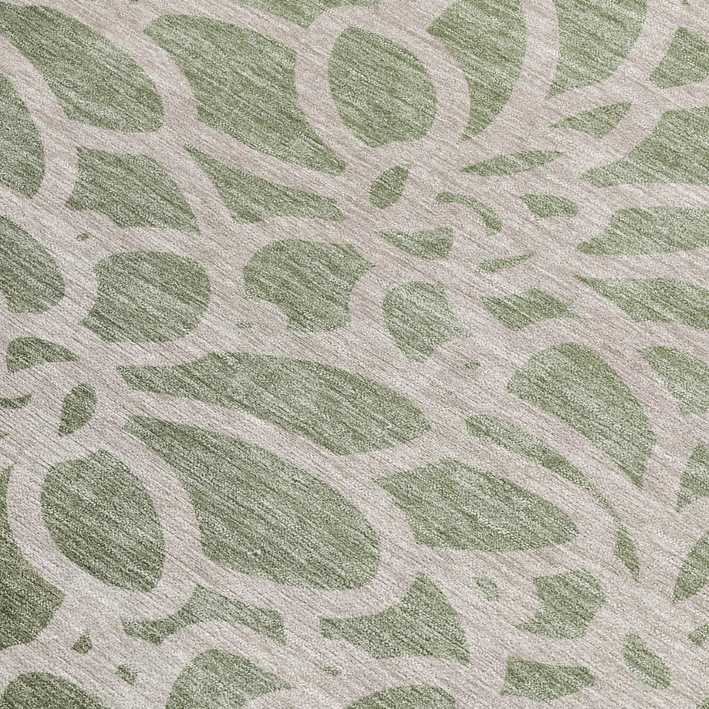 HomeRoots 9' X 12' Durable Washable Lime Green & Beige Botanical Area Rug for Indoor & Outdoor Spaces 690984
