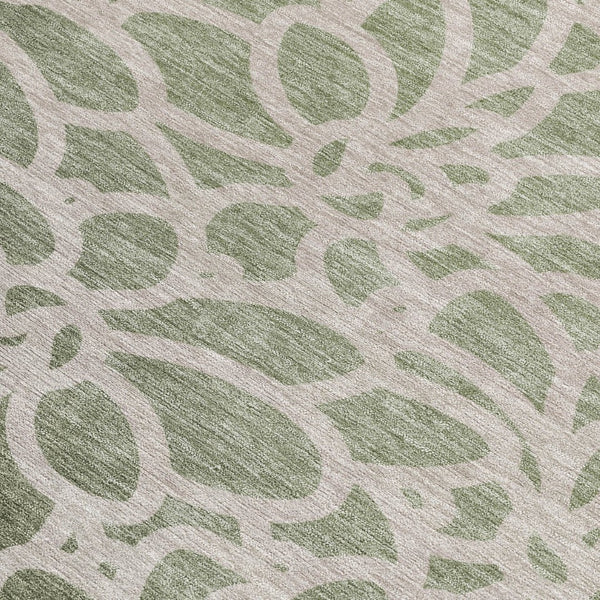 HomeRoots 9' X 12' Durable Washable Lime Green & Beige Botanical Area Rug for Indoor & Outdoor Spaces 690984
