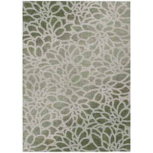 HomeRoots 9' X 12' Durable Washable Lime Green & Beige Botanical Area Rug for Indoor & Outdoor Spaces 690984