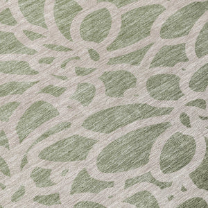 HomeRoots 9' X 12' Durable Washable Lime Green & Beige Botanical Area Rug for Indoor & Outdoor Spaces 690984