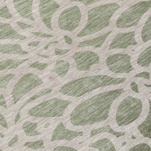 HomeRoots 9' X 12' Durable Washable Lime Green & Beige Botanical Area Rug for Indoor & Outdoor Spaces 690984