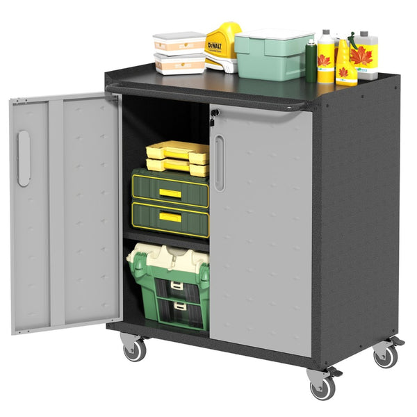 English Elm Heavy-duty Steel Garage Cabinet on Wheels with Locking Doors and Adjustable Shelves T2398P222831