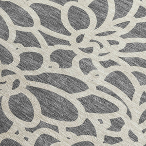 HomeRoots 10' Gray and Ivory Botanical Leaves Washable Area Rug - Stylish, Durable, Indoor/Outdoor Versatility 690991