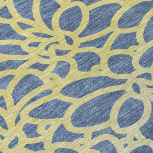 HomeRoots 10' Navy Blue and Gold Botanical Leaves Area Rug – Washable, Durable, Indoor/Outdoor Versatility! 690997
