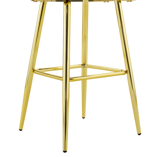 English Elm Set of 2 Velvet Bubble Barstools with Gold Legs Tufted Sculptural Kitchen Seating W1512P491449