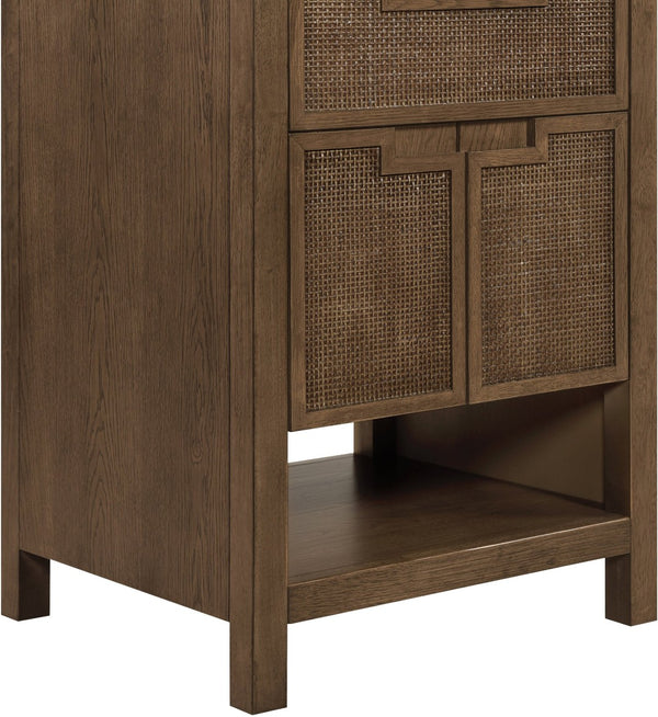 Meridian Furniture Soren Solid Wood Bathroom Vanity with Cane Drawer Fronts and Stone Top for Modern Bathrooms Brown 24 inches 690Brown-24