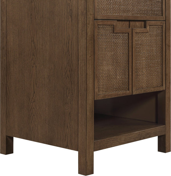 Meridian Furniture Soren Solid Wood Bathroom Vanity with Cane Drawer Fronts and Stone Top for Modern Bathrooms Brown 24 inches 690Brown-24