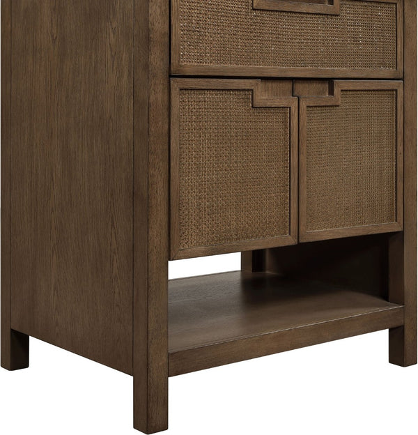 Meridian Furniture Soren Solid Wood Bathroom Vanity with Cane Drawer Fronts and Stone Top for Modern Bathrooms Brown 30 inches 690Brown-30