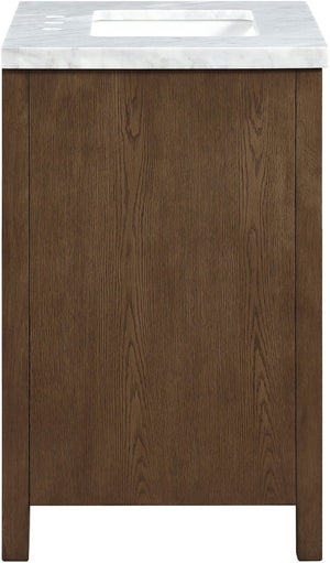 Meridian Furniture Soren Solid Wood Bathroom Vanity with Cane Drawer Fronts and Stone Top for Modern Bathrooms Brown 30 inches 690Brown-30