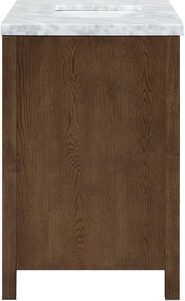 Meridian Furniture Soren Solid Wood Bathroom Vanity with Cane Drawer Fronts and Stone Top for Modern Bathrooms Brown 36 inches 690Brown-36