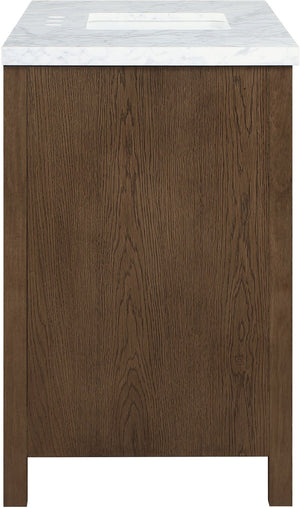 Meridian Furniture Soren Solid Wood Bathroom Vanity with Cane Drawer Fronts and Stone Top for Modern Bathrooms Brown 48 inches 690Brown-48
