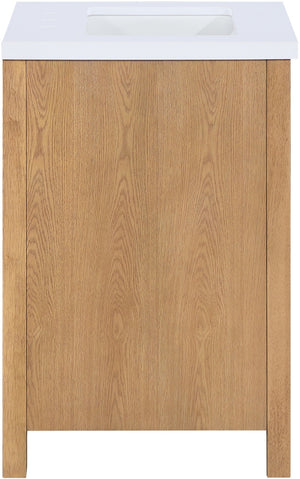 Meridian Furniture Soren Solid Wood Bathroom Vanity with Cane Drawer Fronts and Stone Top for Modern Bathrooms Natural 24 inches 690Natural-24