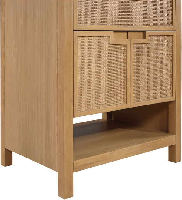 Meridian Furniture Soren Solid Wood Bathroom Vanity with Cane Drawer Fronts and Stone Top for Modern Bathrooms Natural 30 inches 690Natural-30