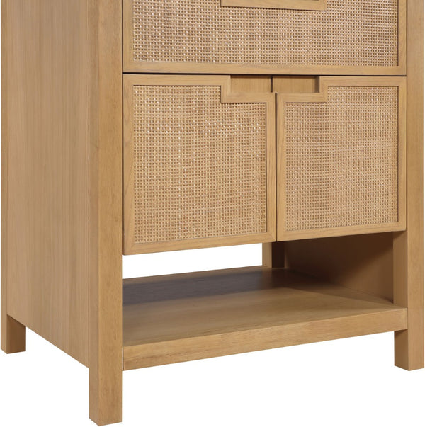 Meridian Furniture Soren Solid Wood Bathroom Vanity with Cane Drawer Fronts and Stone Top for Modern Bathrooms Natural 30 inches 690Natural-30