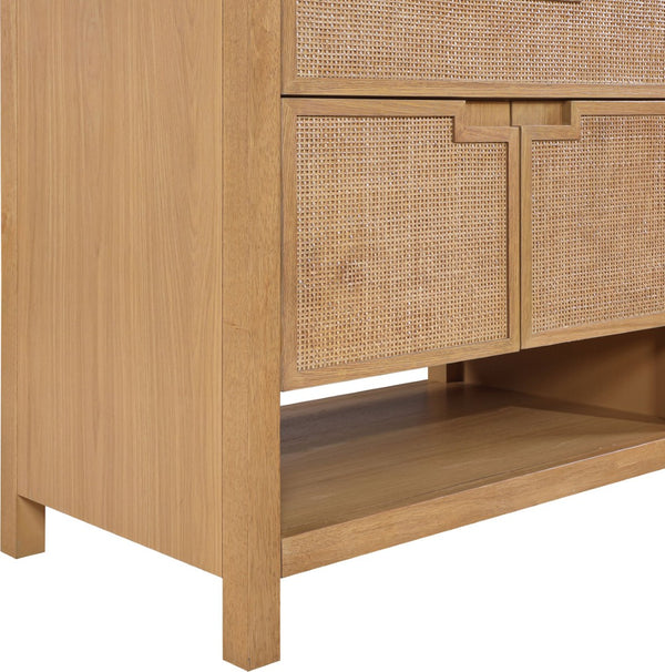 Meridian Furniture Soren Solid Wood Bathroom Vanity with Cane Drawer Fronts and Stone Top for Modern Bathrooms Natural 36 inches 690Natural-36