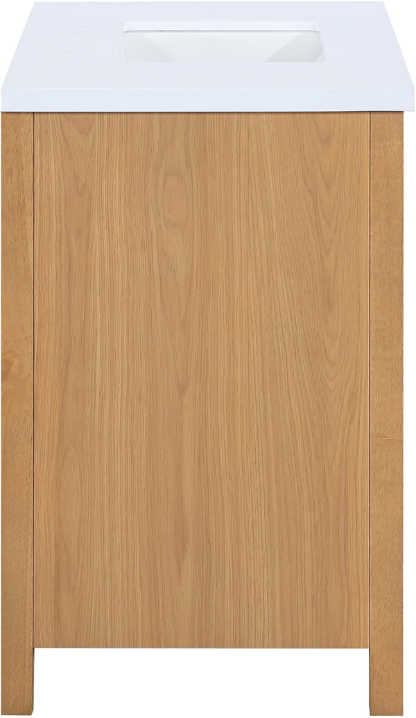 Meridian Furniture Soren Solid Wood Bathroom Vanity with Cane Drawer Fronts and Stone Top for Modern Bathrooms Natural 36 inches 690Natural-36