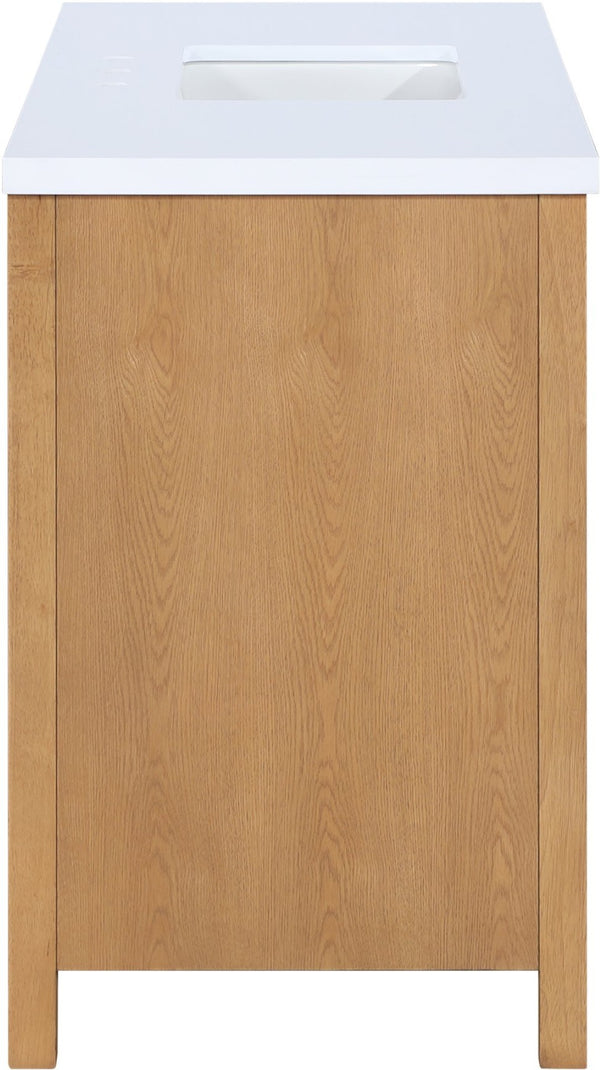 Meridian Furniture Soren Solid Wood Bathroom Vanity with Cane Drawer Fronts and Stone Top for Modern Bathrooms Natural 48 inches 690Natural-48