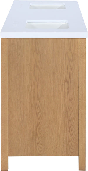 Meridian Furniture Soren Solid Wood Bathroom Vanity with Cane Drawer Fronts and Stone Top for Modern Bathrooms Natural 72 inches 690Natural-72