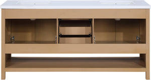 Meridian Furniture Soren Solid Wood Bathroom Vanity with Cane Drawer Fronts and Stone Top for Modern Bathrooms Natural 72 inches 690Natural-72