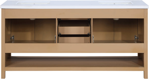 Meridian Furniture Soren Solid Wood Bathroom Vanity with Cane Drawer Fronts and Stone Top for Modern Bathrooms Natural 72 inches 690Natural-72