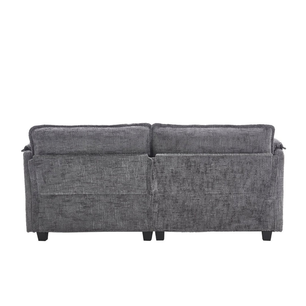 English Elm United Cozy Two-Seat Sofa With Chenille Fabric, Detachable Armrests, Footstools & Side Pockets W1568S00142-GIGA