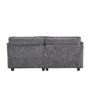 English Elm United Cozy Two-Seat Sofa With Chenille Fabric, Detachable Armrests, Footstools & Side Pockets W1568S00142-GIGA