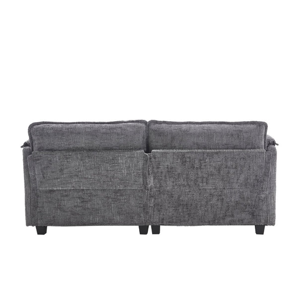 English Elm United Cozy Two-Seat Sofa With Chenille Fabric, Detachable Armrests, Footstools & Side Pockets W1568S00142-GIGA