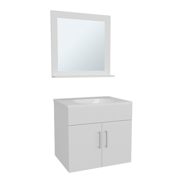 English Elm Blake Wall-Mounted Bathroom Mirror Cabinet with Two Shelves, Durable MDF, Modern Blanco Kronos Finish White 29.92 L x 24.8 W x 12.6 H B200P313686