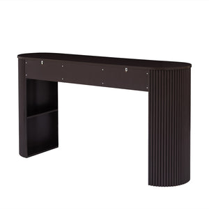 English Elm [video] Retro Fluted Console Table with 3 Drawers Open Niche Mid-century Entryway Espresso N759P283616D
