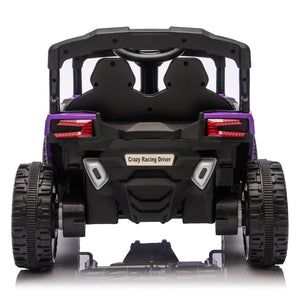 English Elm 24v Kids Utv Ride on with Dual 80w Motors Remote Control and Four Wheel Suspension Purple+Black W1578P343323