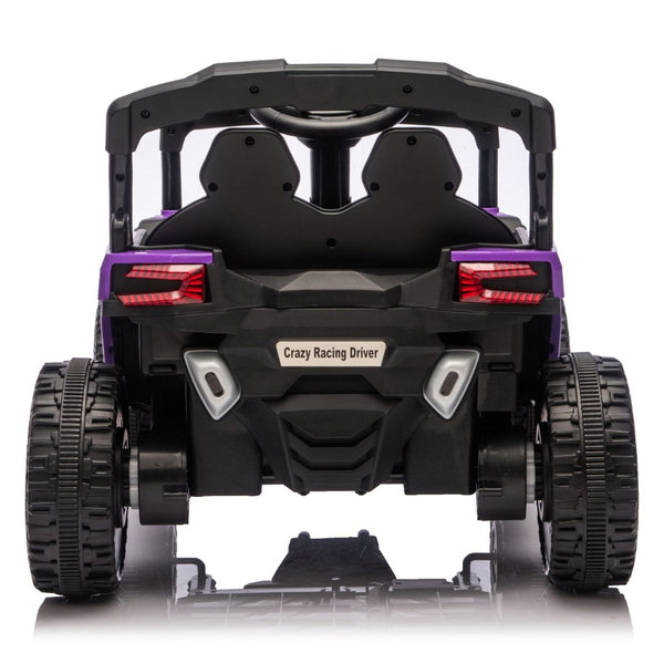 English Elm 24v Kids Utv Ride on with Dual 80w Motors Remote Control and Four Wheel Suspension Purple+Black W1578P343323
