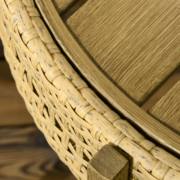 English Elm Outsunny 2-Piece Wicker Patio Table Set – Versatile Outdoor Nesting Tables With Slatted Metal Tops W2225P174032-GIGA