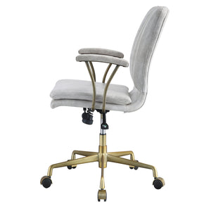 English Elm Vintage Vintage White Top Grain Leather Swivel Office Chair with Chrome Base, Casters & Ergonomic Height Adjustment Elegance B062P186452