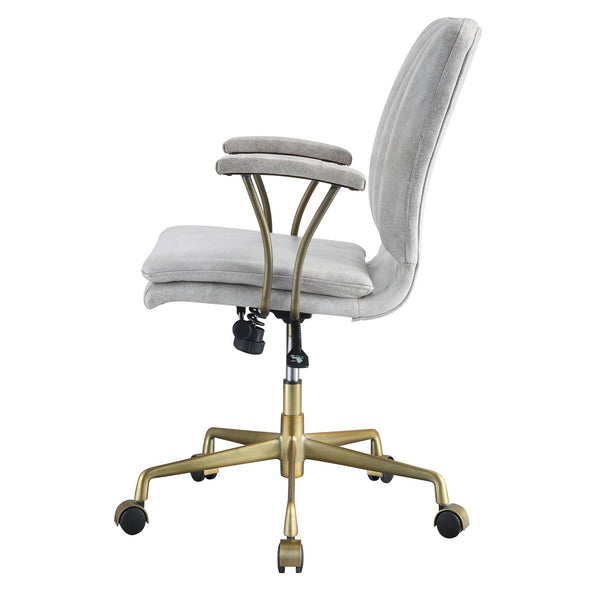 English Elm Vintage Vintage White Top Grain Leather Swivel Office Chair with Chrome Base, Casters & Ergonomic Height Adjustment Elegance B062P186452