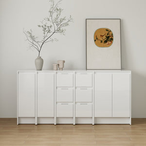 English Elm 72" Modular Freestanding Cabinet Glossy White Plywood Soft Close Bathroom Storage W999S00522