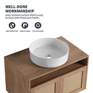 English Elm 30" Bathroom Vanity With Integrated Sink, Soft-Close Doors, & Modern Floating Design For Minimalist Space W999S00397