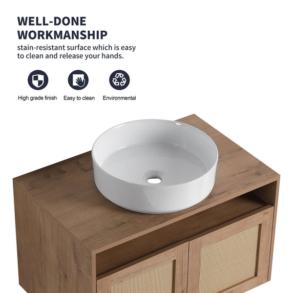 English Elm 30" Bathroom Vanity With Integrated Sink, Soft-Close Doors, & Modern Floating Design For Minimalist Space W999S00397