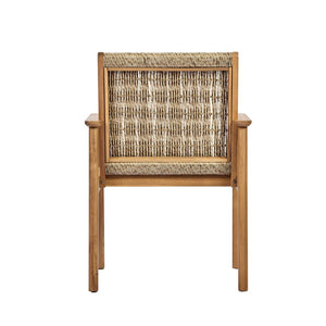 English Elm 7 Piece Outdoor Acacia Wood Dining Set Wicker Slatted Table Cushioned Patio Chairs Beige,Light Teak N768P374497L_6_N768P374498L