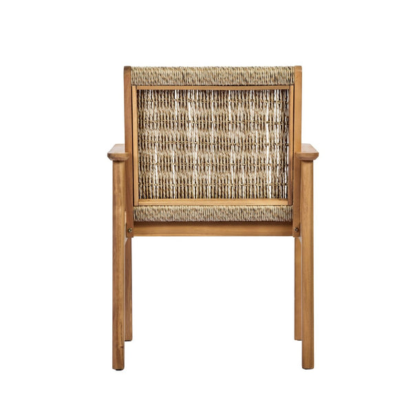 English Elm Outdoor Acacia Wood Wicker Rattan Armchairs with Cushions for Patio Poolside Beige,Light Teak N768P374497L