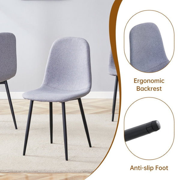 English Elm Table Extendable Round-To-Oval Mdf Dining Set With 4 Light Gray Linen-Cotton Chairs For Gatherings W1151S04142-GIGA