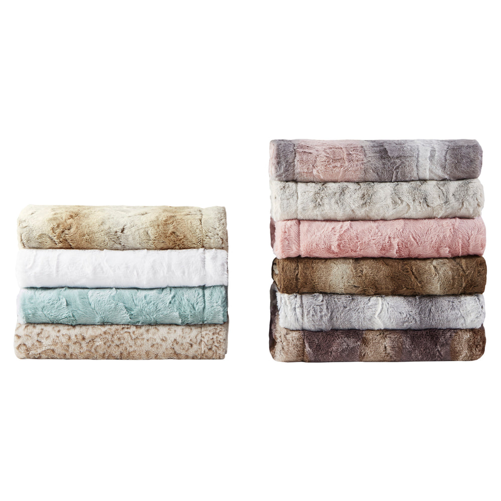 English Elm 1PC Luxurious 90x90" Faux Fur Blanket with Plush Serengeti Face and Soft Mink Backing for Cozy Comfort Grey 8.86 L x 12.6 W x 6.69 H B035P341147